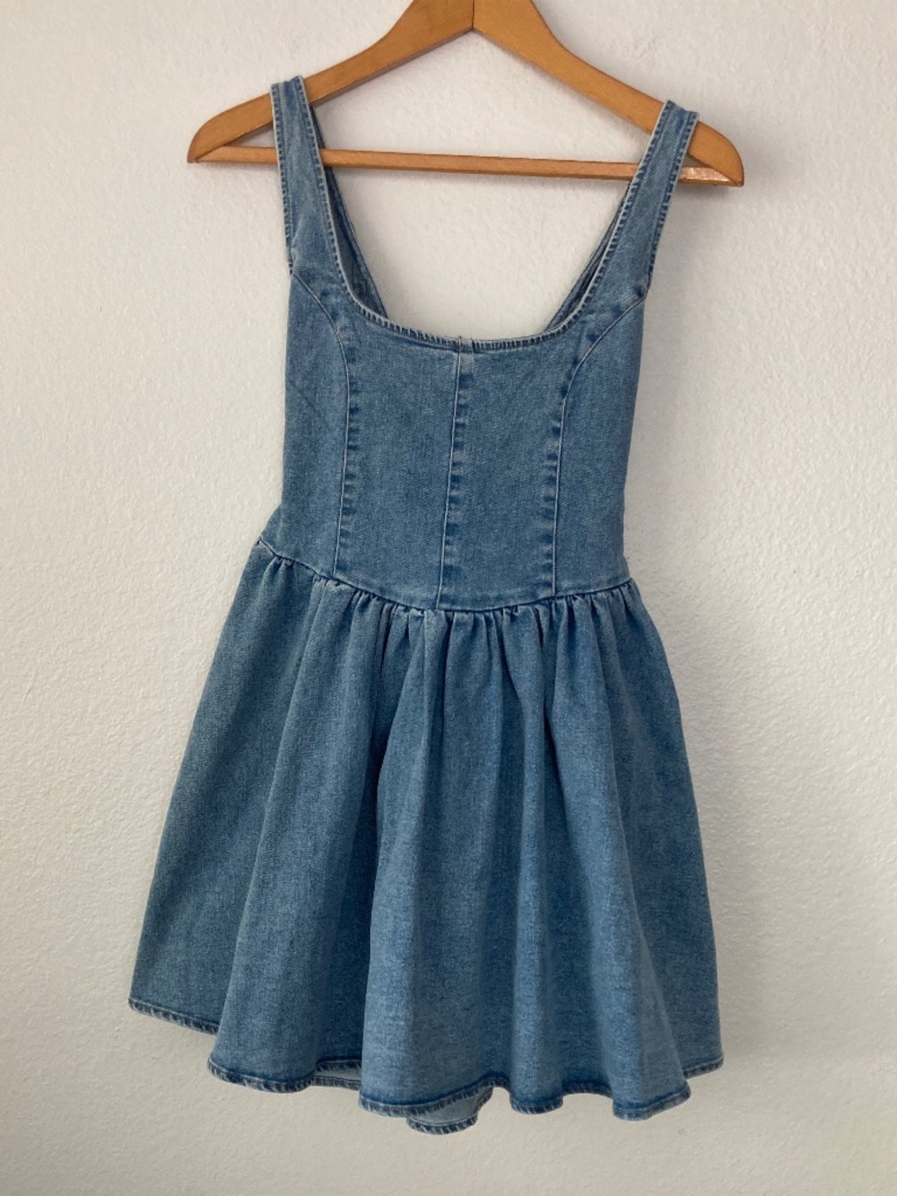 Denim Mini Dress - Blue Sleeveless Fit & Flare